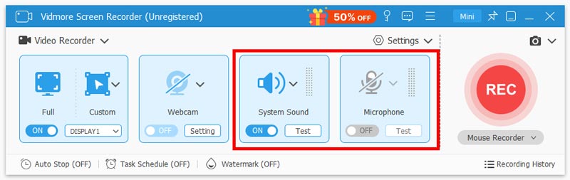 Recording audio settings