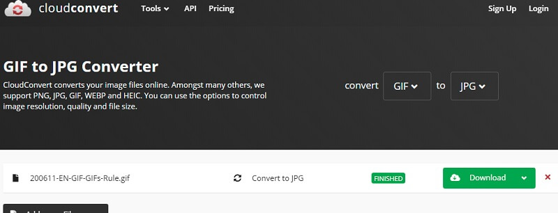 CloudConvert Tukar GIF ke JPG