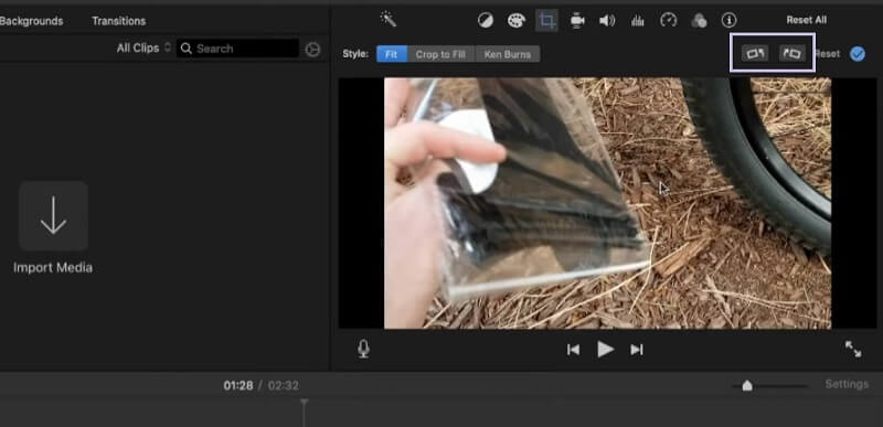 Mac 上的 iMovie 旋轉視頻