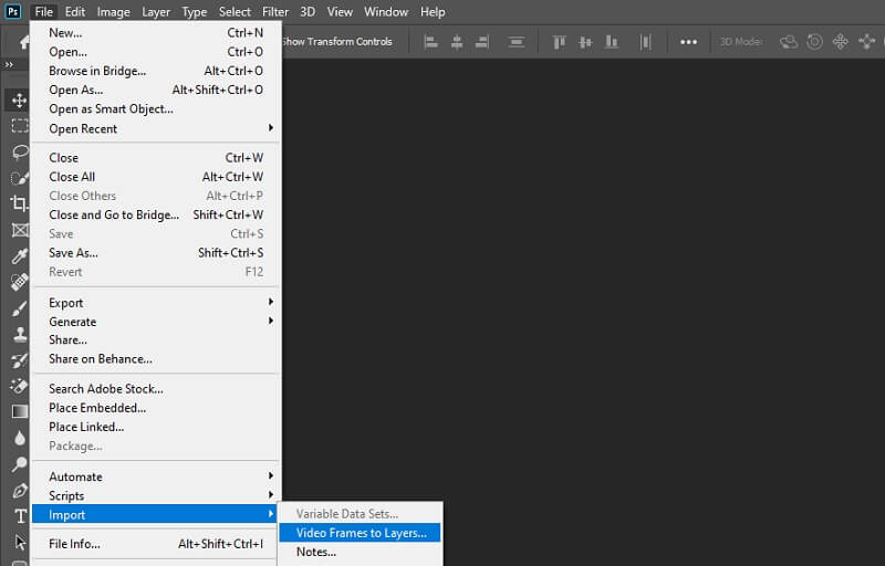 Photoshop GIF Maker Import Video File