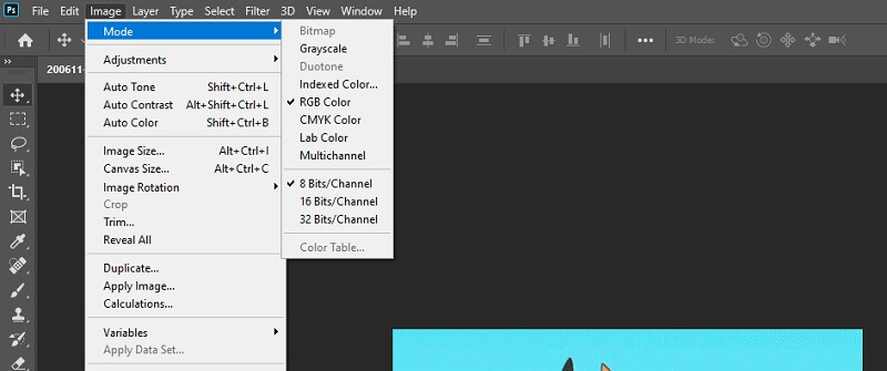 Photoshop GIF وضع اللون