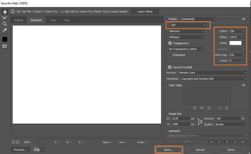 Photoshop Video til GIF Lagre klipp