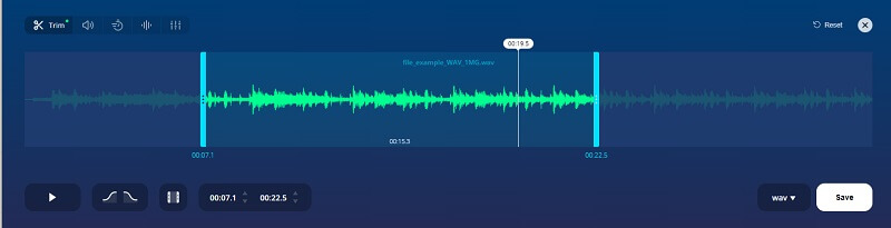 123App AudioCutter Interface -äänitrimmeri