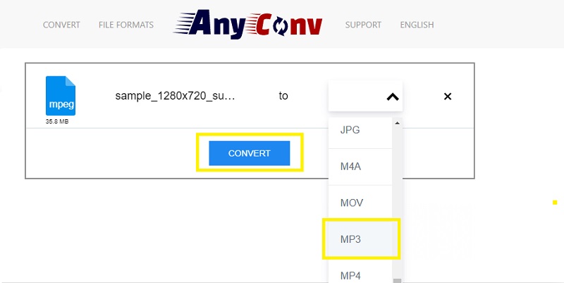 برنامج AnyConv - تحويل ملف MPEG إلى MP3