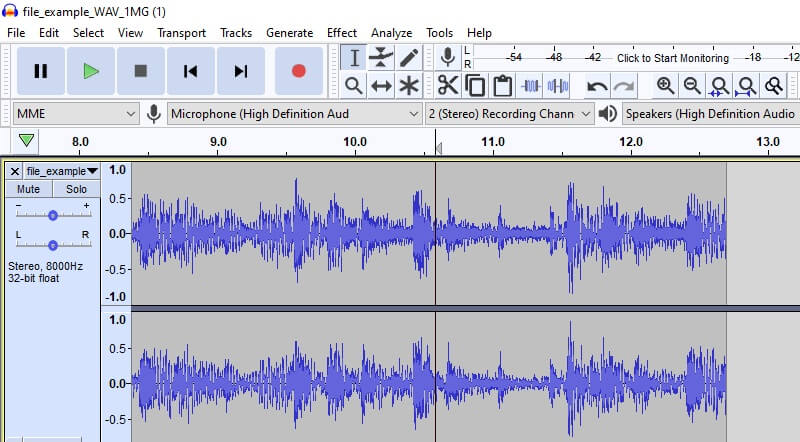 Аудио триммер Audacity Interface