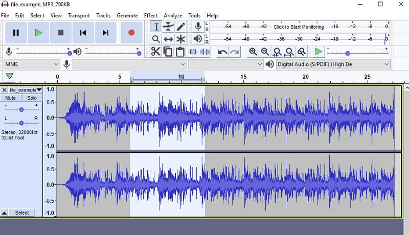 Audacity Interface Music Cutter