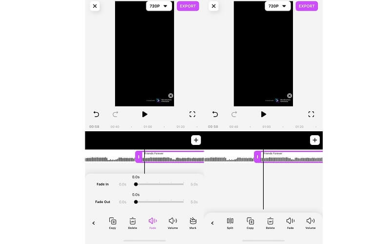 Pemotong MP3 Antarmuka FilmoraGo