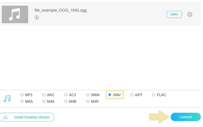 Foac Convert Audio File OGG to WAV