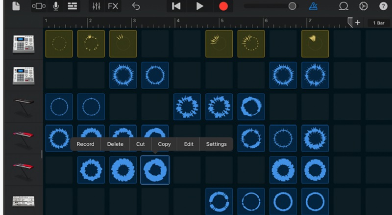 Garageband-interface Muzieksnijder