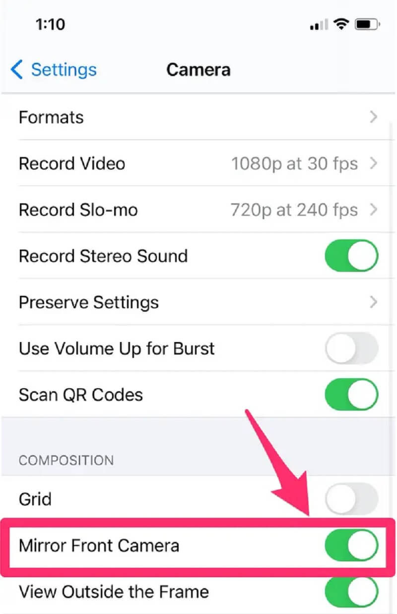 Μπροστινή κάμερα καθρέφτη Πώς να καθρεφτίσετε την μπροστινή κάμερα IOS
