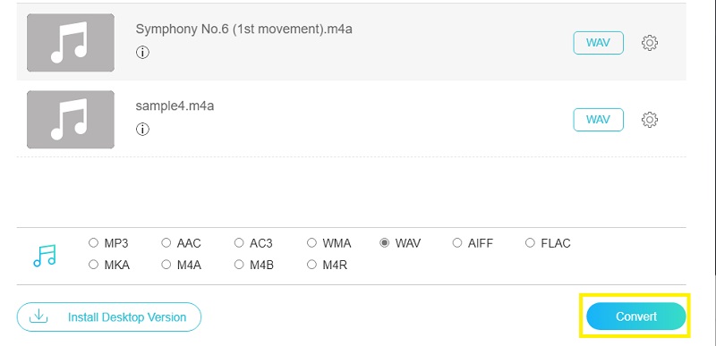 Vidmore Foac M4A M4A को WAV में बदलें