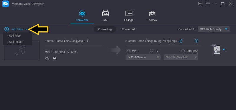 Vidmore Vc Dodaj audio datoteku Audio Mixer Software