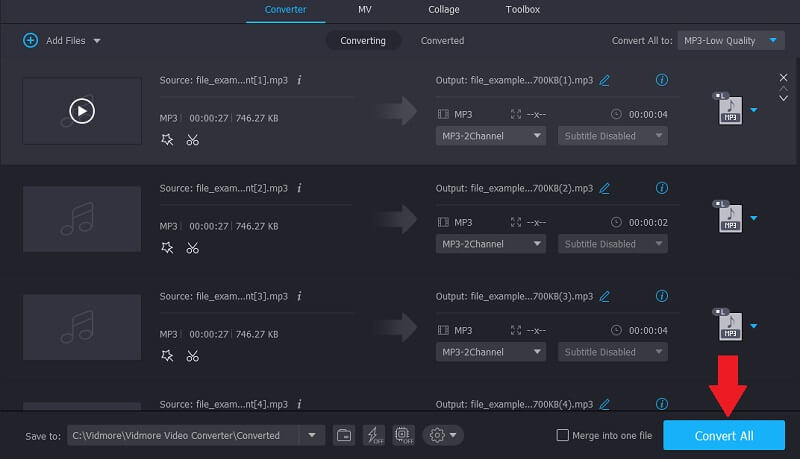 Pemotong MP3 Output Vidmore Vc