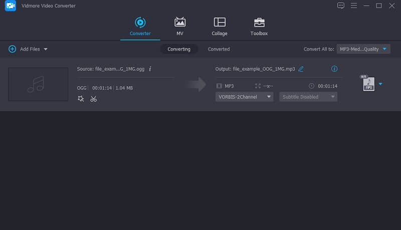 Vidmore Vc Încărcați fișiere OGG OGG pe MP3