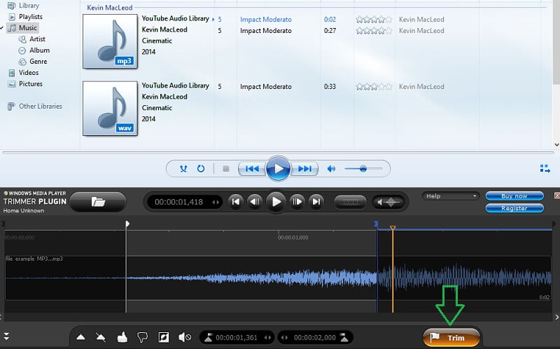 WMP Trim MP3 Plugin חתוך קובץ MP3