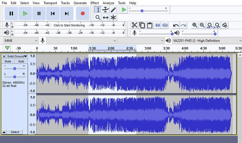 Audacity audiobewerkingsinterface