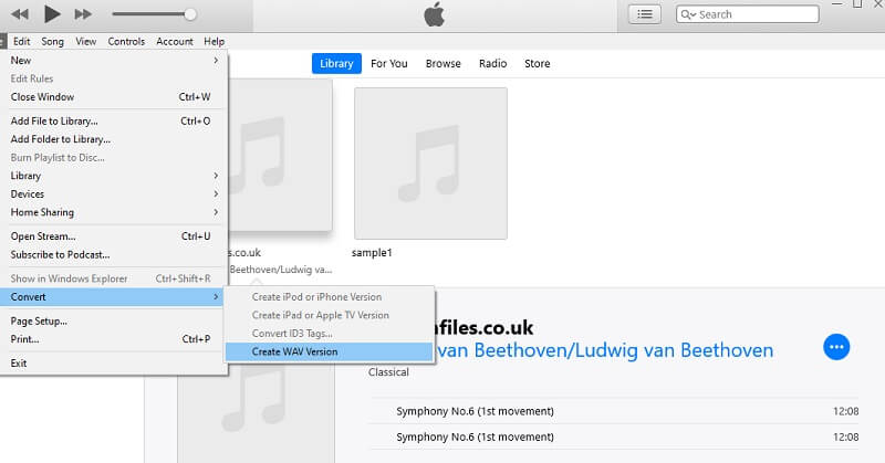 iTune Interface Audio To WAV