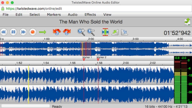 Antaramuka Dalam Talian Editor Audio TwistedWave