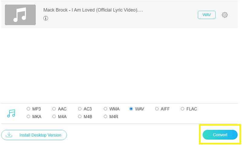 Vidmore Fac تحويل MP3 إلى WAV