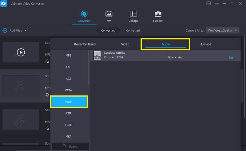 Vidmore Vc Selecione o formato