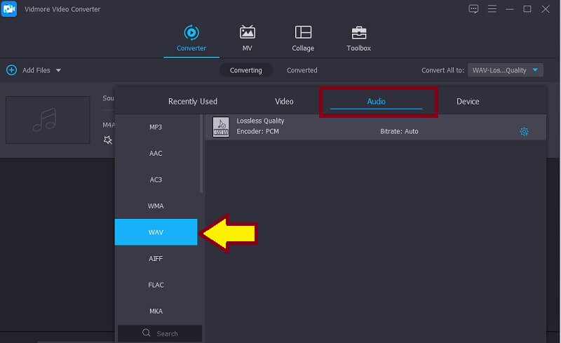 Vidmore Vc Select WAV Format