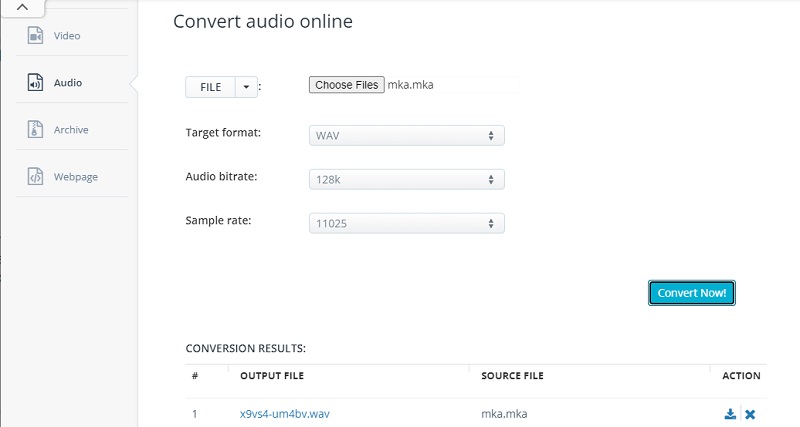 Aconvert Convert MKA To WAV