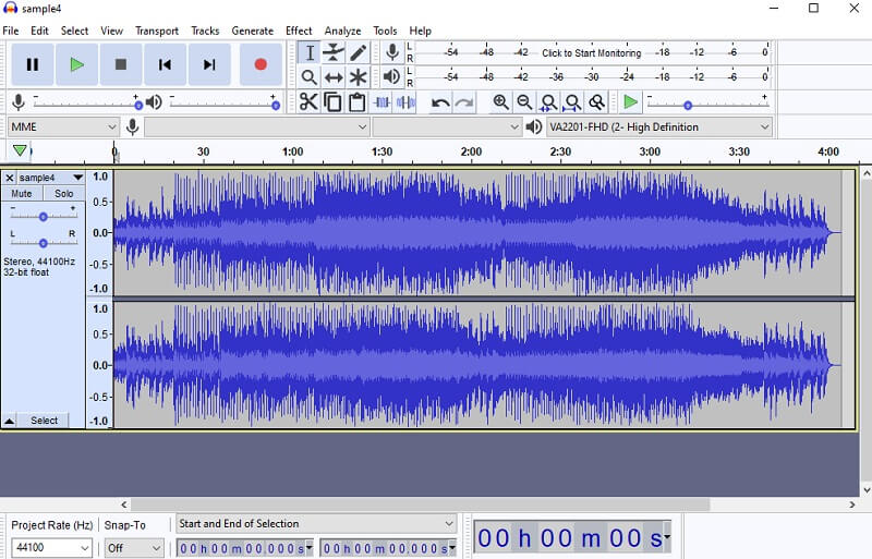 Audacity vágott FLAC fájlt