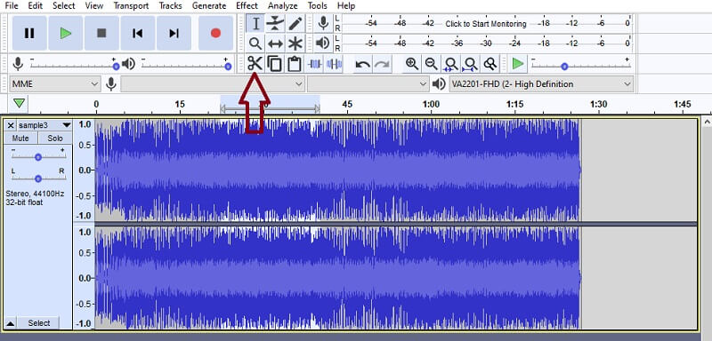 Audacity Cut WMA datoteku