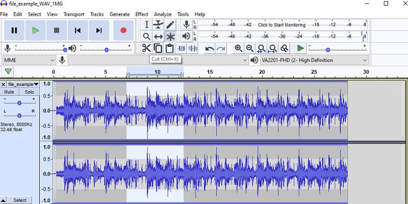 Audacity Uredi WAV datoteku