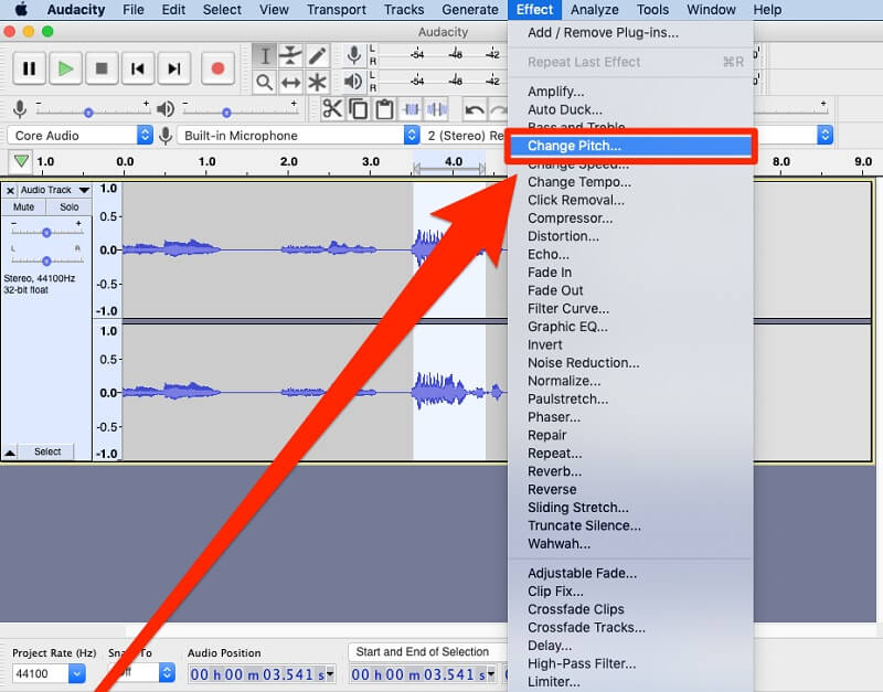 Аудио Pitch Changer Audacity