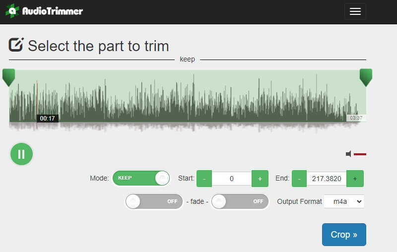 Audio Trimmer Edit M4A Interfață