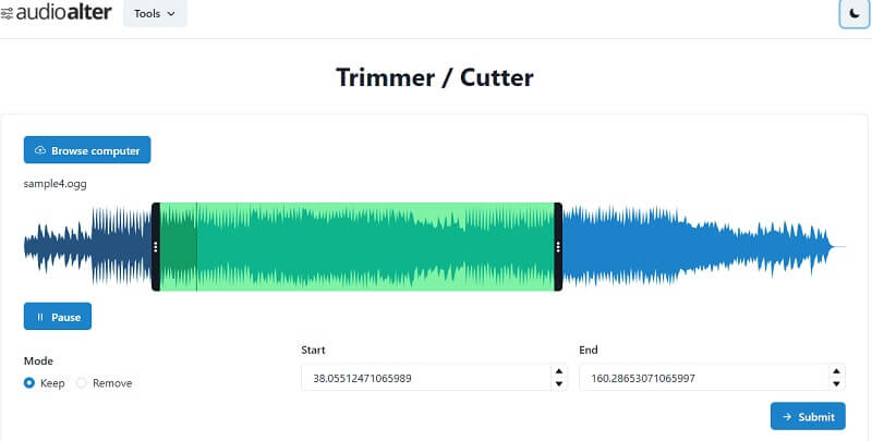 Audioalter Trim plik OGG