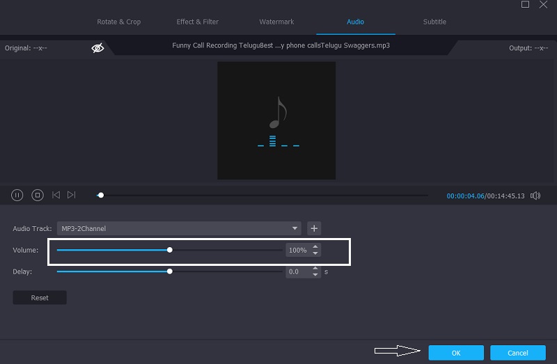 Meningkatkan Volume File Audio Vidmore