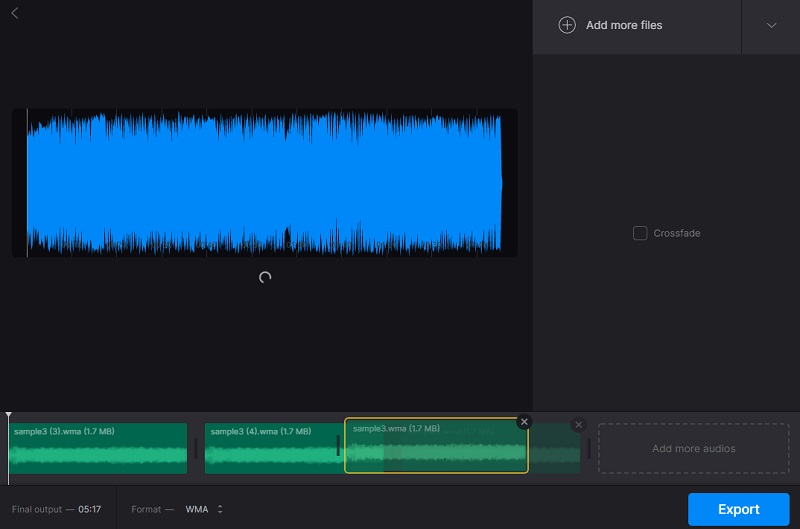 Clideo-hulpprogramma voor het samenvoegen van audio