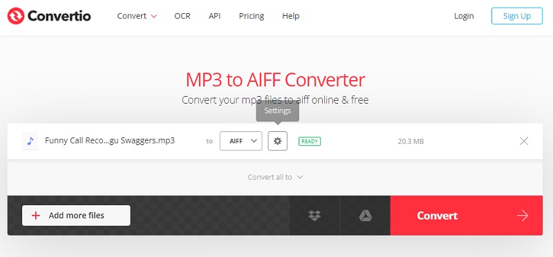 Convertio 將 OGG 轉換為 AIFF