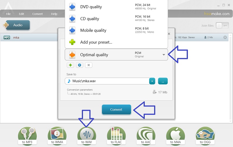 Procesul de conversie Freemake Audio Converter