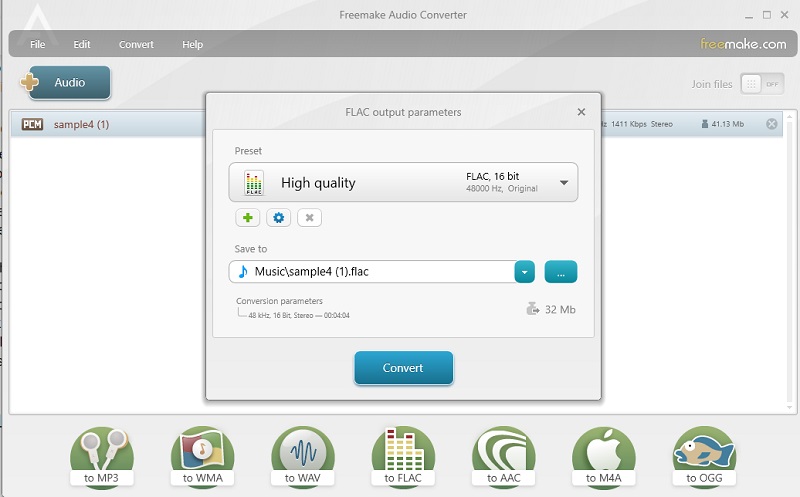Freemake Audio Converter Windows -sovellus