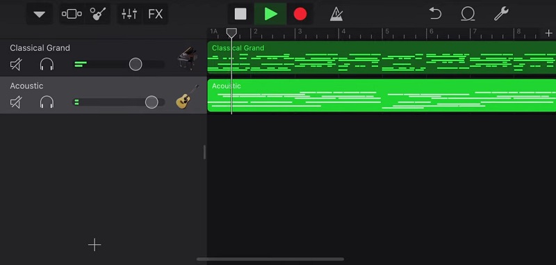 Interfaccia di editing audio Garageband