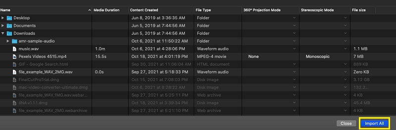 iMovie Uvoz audio datoteke