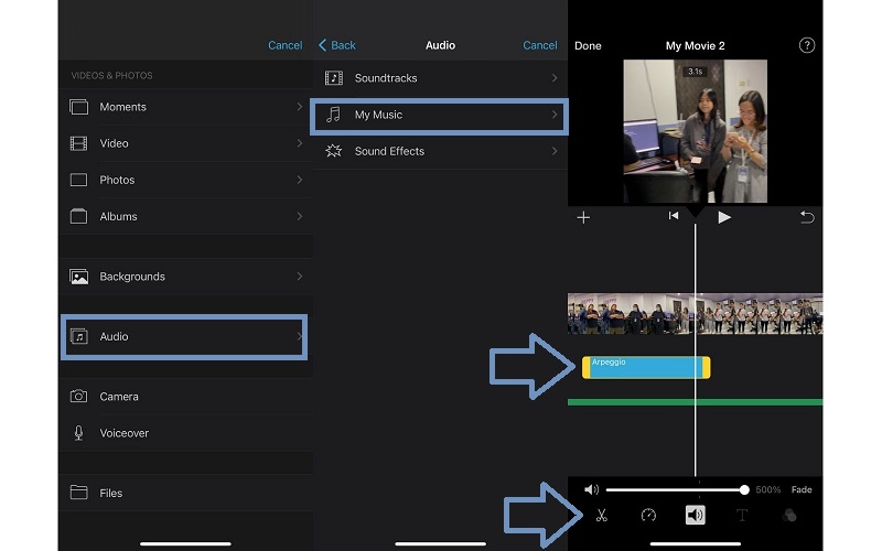 Редактировать интерфейс iMovie M4A