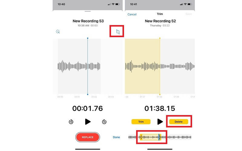 iPhone Voice MeMO Leikkaa Voice MeMO