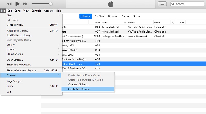 iTunes Convertește AAC în AIFF