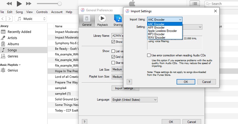 iTunes Converti file audio