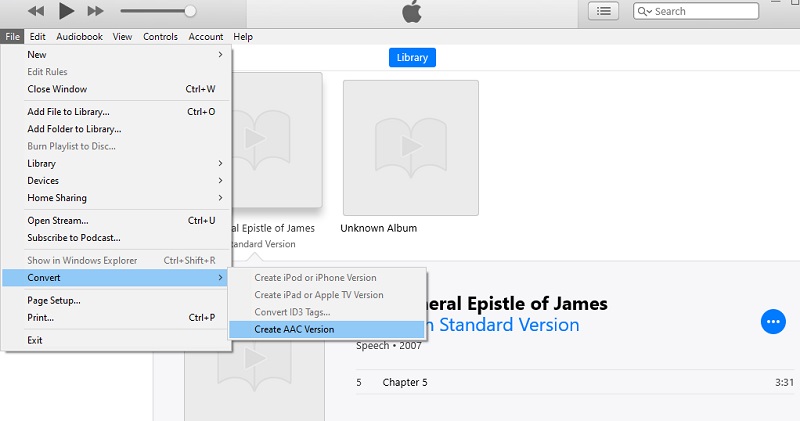 iTunes สร้างเวอร์ชัน AAC