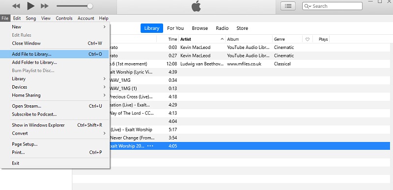 iTunes Töltse fel a dalt az iTunes-ba