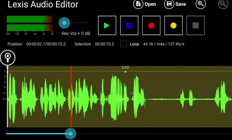 Antara Muka Mudah Alih Editor Audio Lexis