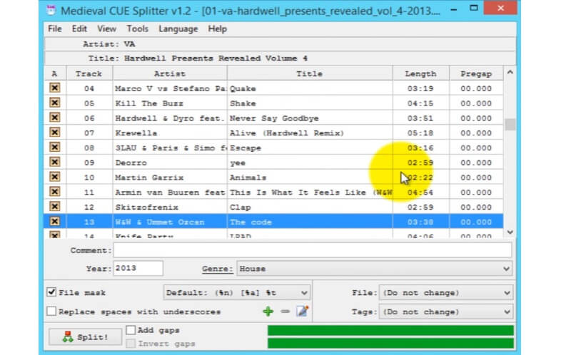 מימי הביניים Cue Split Flac