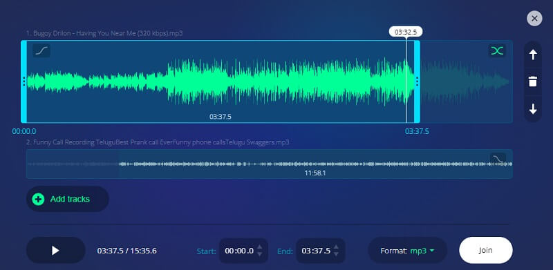 Slå sammen MP3 Audio Joiner