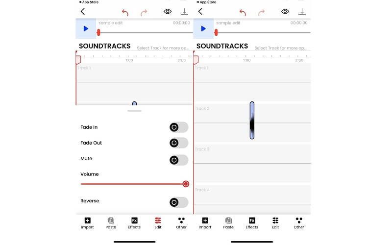 Muziekeditor mobiele interface