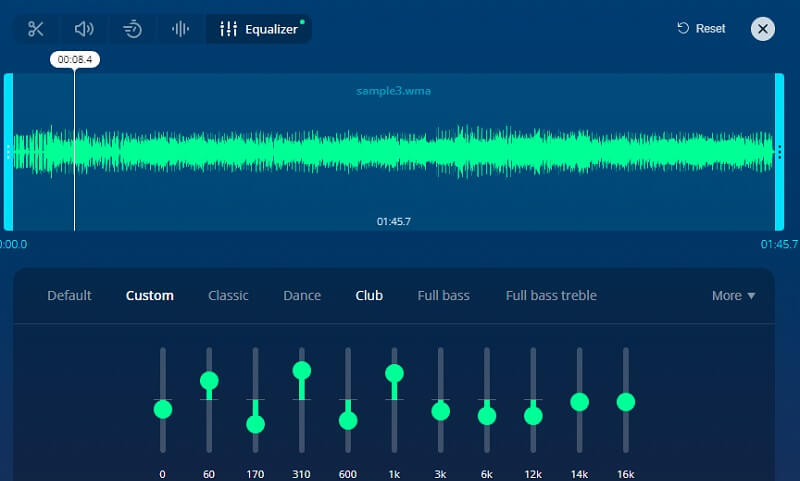 Online Audio Equalizer-grensesnitt